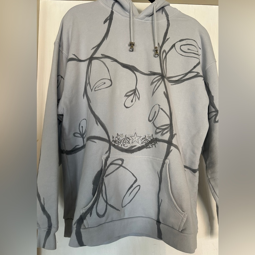 Collina Strada Women Hoodie Silver Roses Rhinestone
